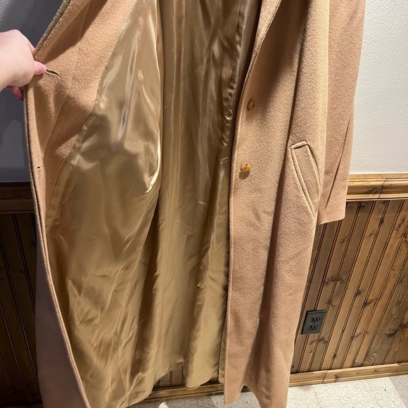 Marvin Richards Vintage Lambswool Camel Coat Fur Trim Sz 16 - Picture 6 of 14